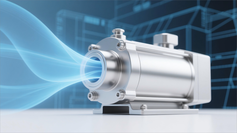 A high-precision hygienic liquid ring vacuum pump showcasing its stainless steel construction and design.